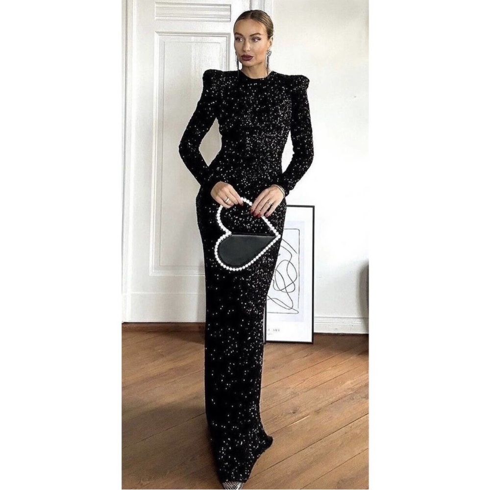 SHOULDER PADS SEQUIN DRESS ZW COLLECTION 9277/008 273/050